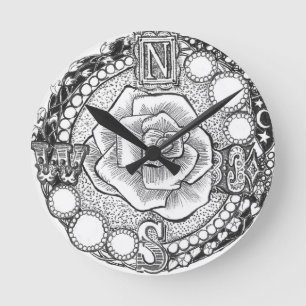 Kompasset steg - victorianen gotiska Steampunk Rund Klocka