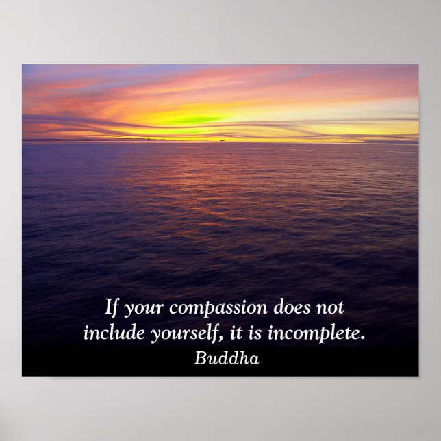 Kompassion - Buddha-citat - konstutskrift Poster (Framsidan)