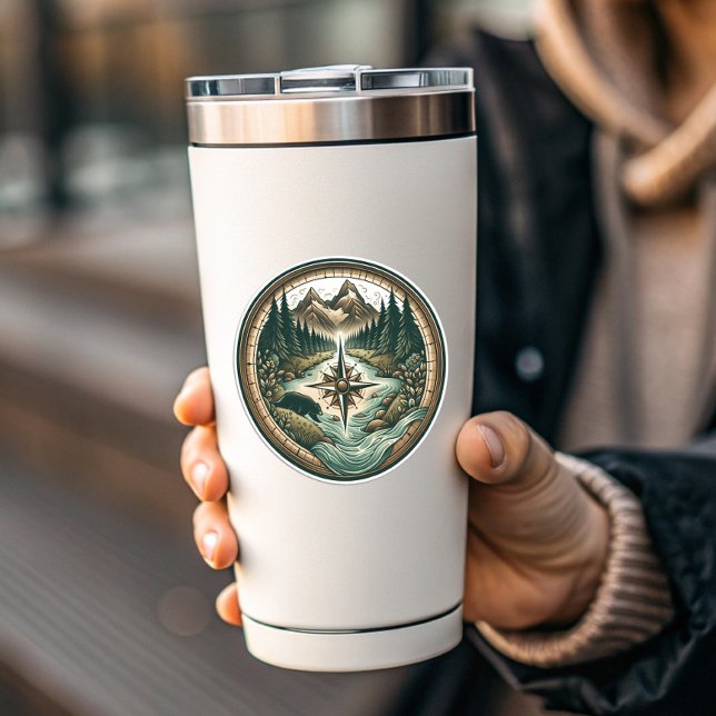 Kompasssjön vinyldekal | Die-cut dekal (Compass Lake Vinyl Sticker | Die-Cut Sticker by PiggyPrint Stickers)