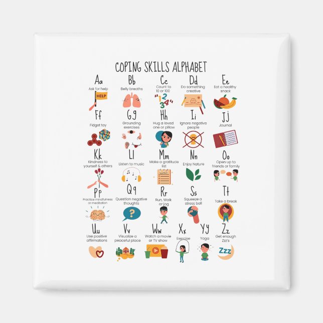 Kompetens Alphabet School Counselor Mental Hea Magnet (Framsidan)