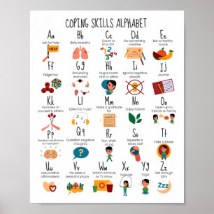 Kompetens Alphabet School Counselor Mental Health Poster