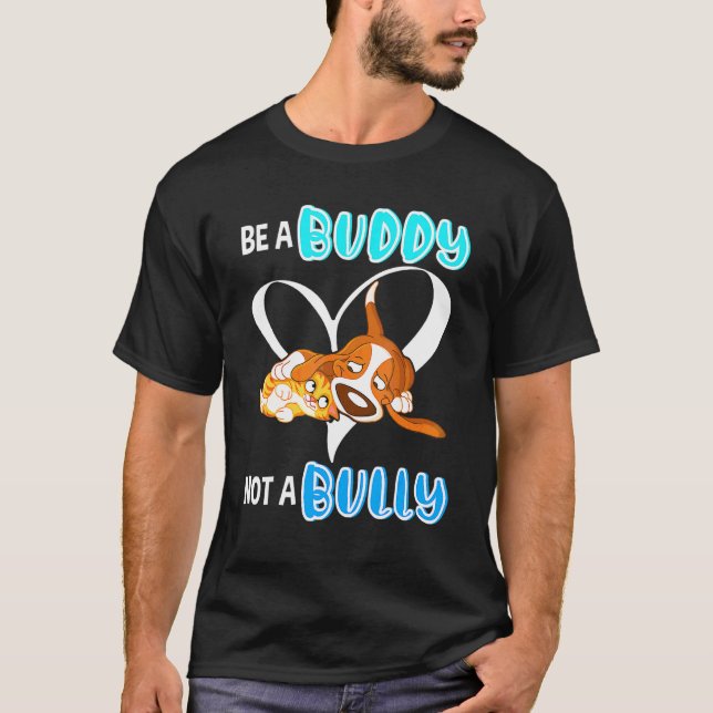Kompis Inte Mobbare Glad Unity Day Hund Och Katt H T Shirt (Framsida)