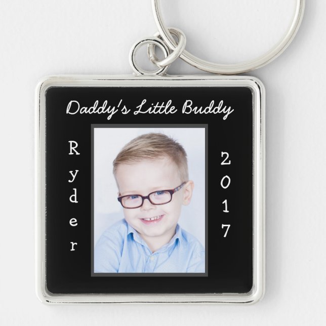 Kompisfotoet Keychain för pappor skräddarsy lite Fyrkantig Silverfärgad Nyckelring (Framsidan)