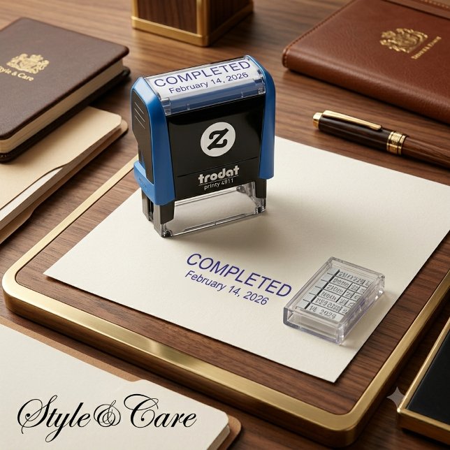 Komplett med datum anpassad professionell självfärgande stämpel (Completed with Date Custom Professional Self-inking Stamp)