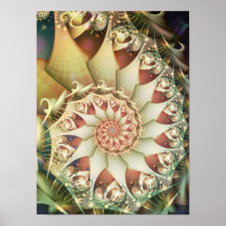 Komplex Fraktal Geometri Spiral Stjärna Konst Poster