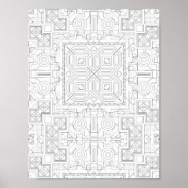 Komplex fyrkantig motivfärgningssida Mozaikrutnät Poster