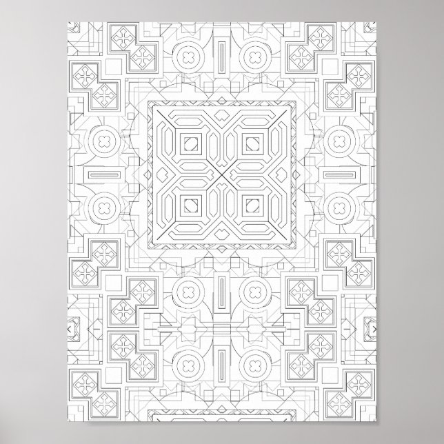 Komplex fyrkantig motivfärgningssida Mozaikrutnät Poster (Framsidan)
