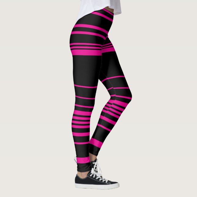 Komplex Rand - Magenta och svart Leggings (Höger)