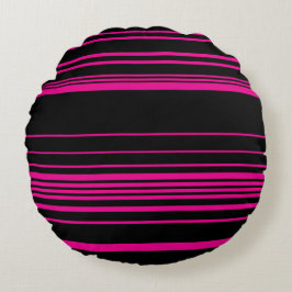 Komplex Rand - Magenta och svart Rund Kudde