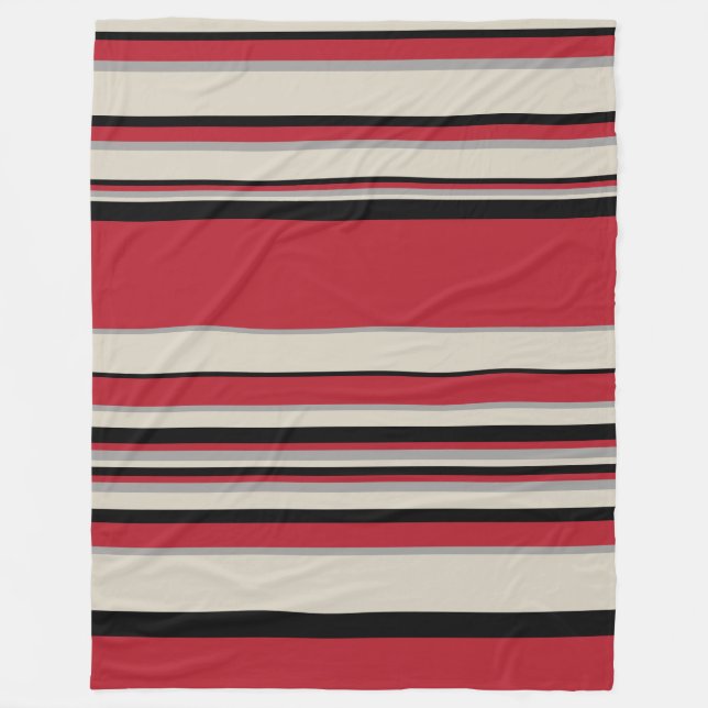 Komplex Rand - Röd, Grått, Svartvit och Benvit Fleecefilt (Framsidan)