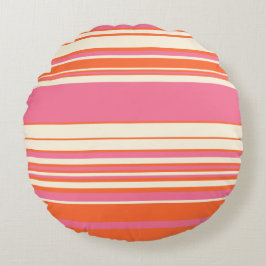 Komplex Rand - Rosa, Orange och grädde Rund Kudde