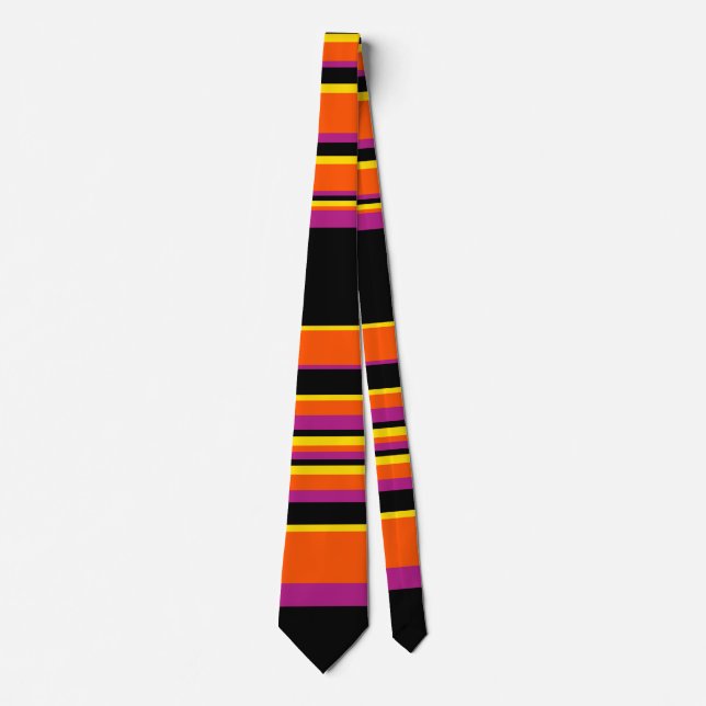 Komplex Rand - Svart, Rosa, Orange och Gult Slips (Framsida)