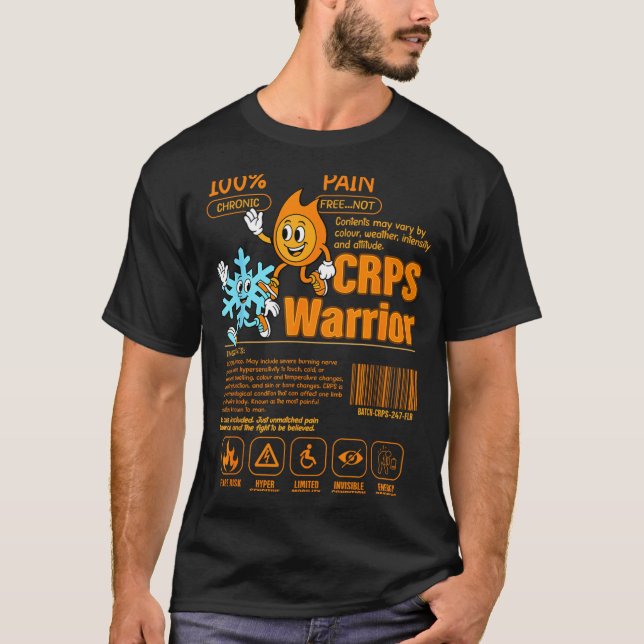 Komplex Regionalt Smärtsyndrom Krigare Kronisk T Shirt (Framsida)