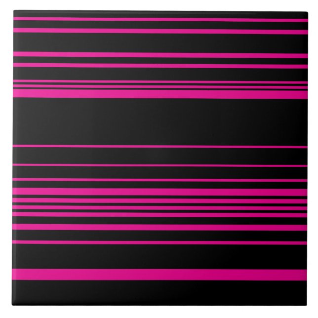 Komplexa ränder - Magenta och svart Kakelplatta (Framsidan)