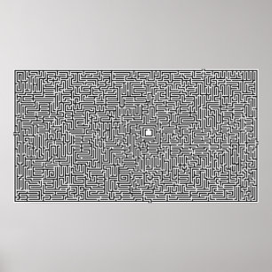 Komplext datorgenererad Maze Teckning Poster