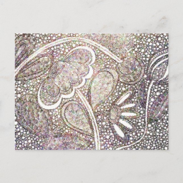 Komplicerad blomsterdesign i mosaik på vykort (Framsida)