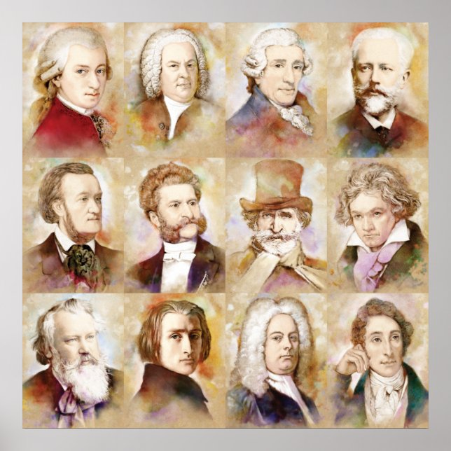 Komponisten - Mozart, Bach, Beethoven und mehr! Poster (Framsidan)