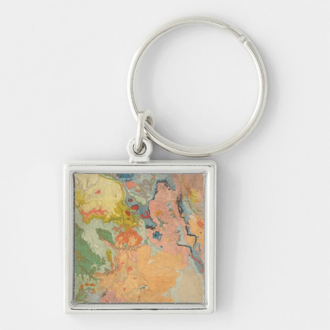 Kompositfärg Fyrkantig Silverfärgad Nyckelring (Framsidan)