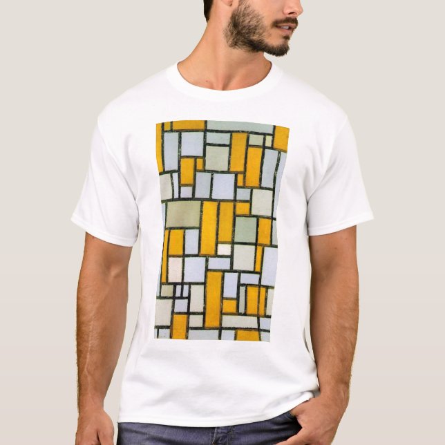 Komposition Gul och Grå, Mondrian T Shirt (Framsida)