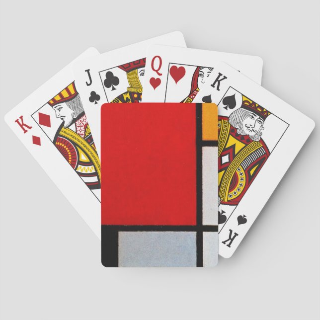 Komposition med stor röd plan casinokort (Baksidan)