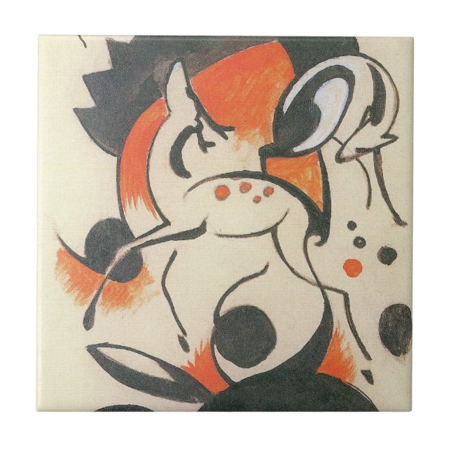 Komposition med två hjortar av Franz Marc Kakelplatta (Framsidan)