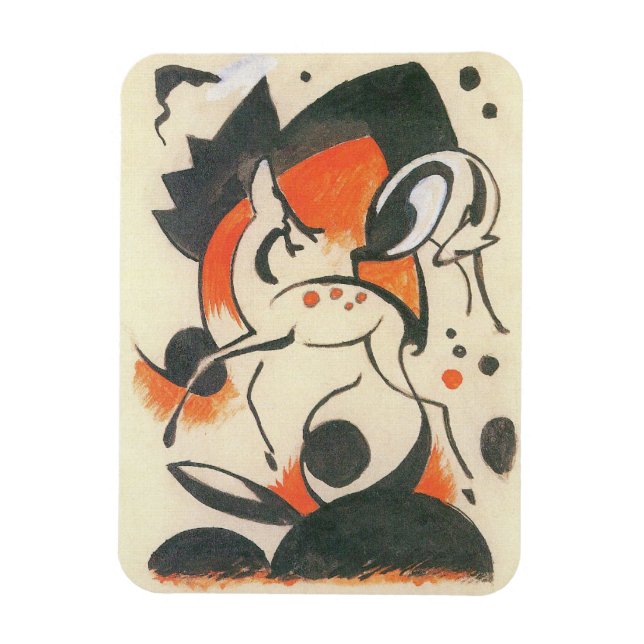 Komposition med två rådjur av Franz Marc Magnet (Vertikal)