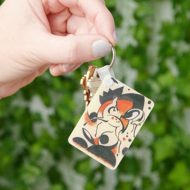 Komposition med två rådjur av Franz Marc Nyckelring (Hand)