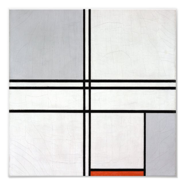 Komposition (nr. 1) Grå-Röd | Piet Mondrian | Fototryck (Framsidan)