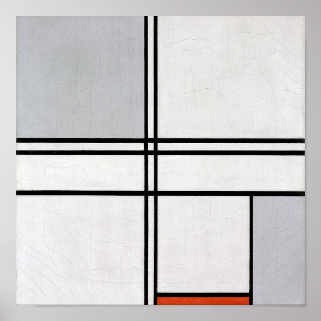 Komposition (nr 1) Grå-Röd | Piet Mondrian | Poster (Framsidan)