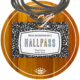 kompositionsbok klassrum hallpass lanyard