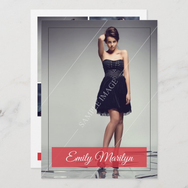 Kompositkort för modellering i Mode Inbjudningar (Fram/baksida)