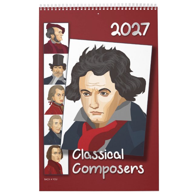 Kompositörsporträtt, modern stil, 2027 kalender (Omslag)