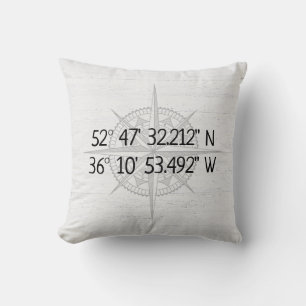 Komprimera GPS-hemkoordinater för trä Kudde