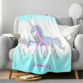 Komprimera och spela upp Sparkly Unicorn Fleecefilt
