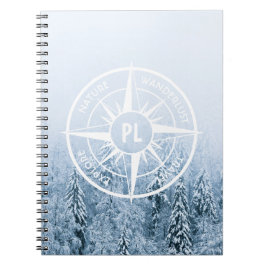 Komprimera stjärnornas emblem i monogram vintergry anteckningsbok