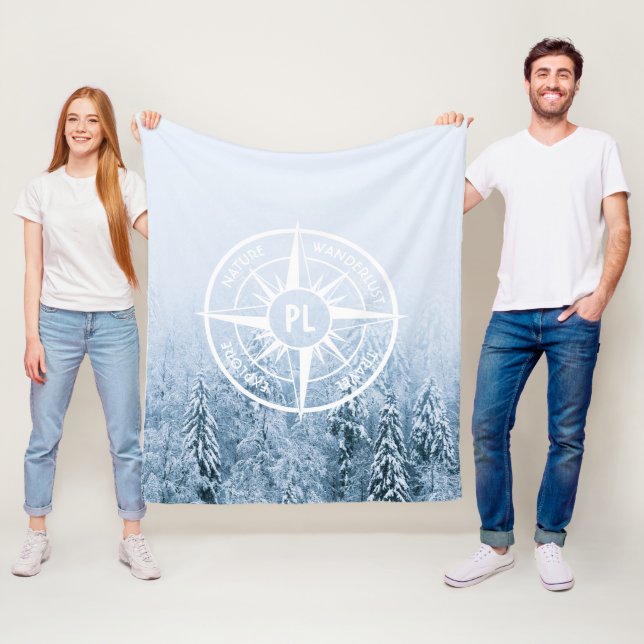 Komprimera stjärnornas emblem i monogram vintergry fleecefilt (På plats)