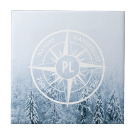 Komprimera stjärnornas emblem i monogram vintergry kakelplatta