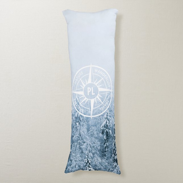 Komprimera stjärnornas emblem i monogram vintergry kroppskudde (Framsidan Vertikal)