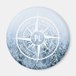 Komprimera stjärnornas emblem i monogram vintergry magnet