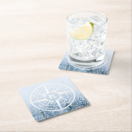 Komprimera stjärnornas emblem i monogram vintergry underlägg papper kvadrat