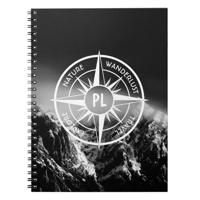 Komprimera stjärnornas emblem monogram dramatiska  anteckningsbok (Framsidan)