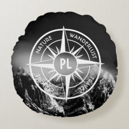 Komprimera stjärnornas emblem monogram dramatiska rund kudde