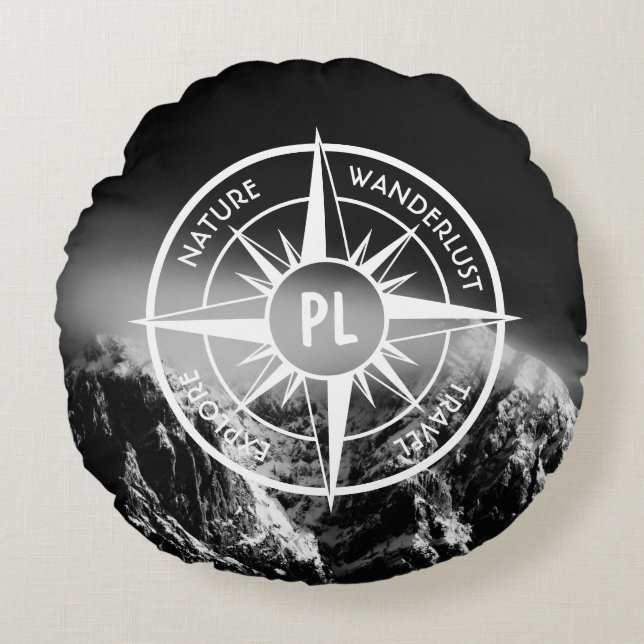 Komprimera stjärnornas emblem monogram dramatiska  rund kudde (Framsidan)