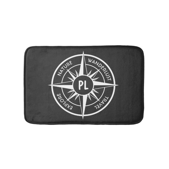 Komprimera stjärnornas emblem monogram svart och v badrumsmatta (Framsidan)