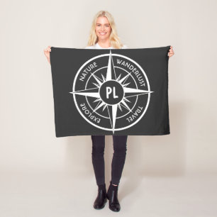 Komprimera stjärnornas emblem monogram svart och v fleecefilt
