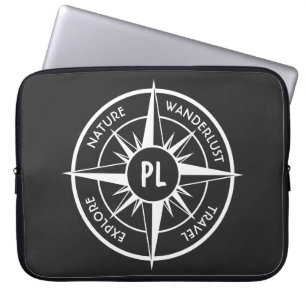Komprimera stjärnornas emblem monogram svart och v laptop fodral