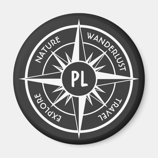 Komprimera stjärnornas emblem monogram svart och v magnet (Framsidan)