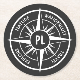 Komprimera stjärnornas emblem monogram svart och v underlägg papper rund