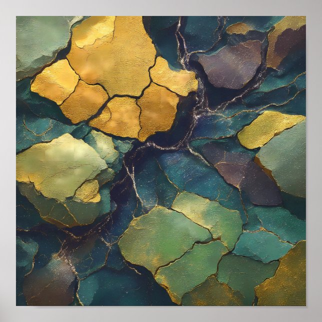 Komprimerad Mineral Tapet med Lysande Metallisk Poster (Framsidan)