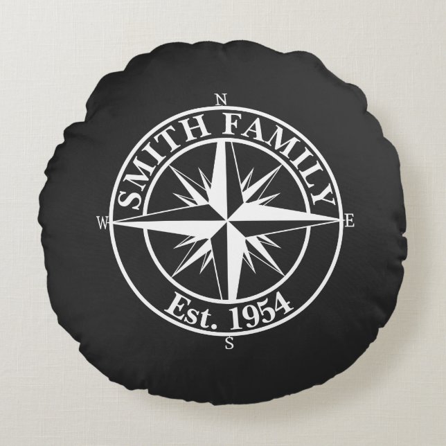 Komprimerad stjärna, mongram, anpassningsbar emble rund kudde (Framsidan)